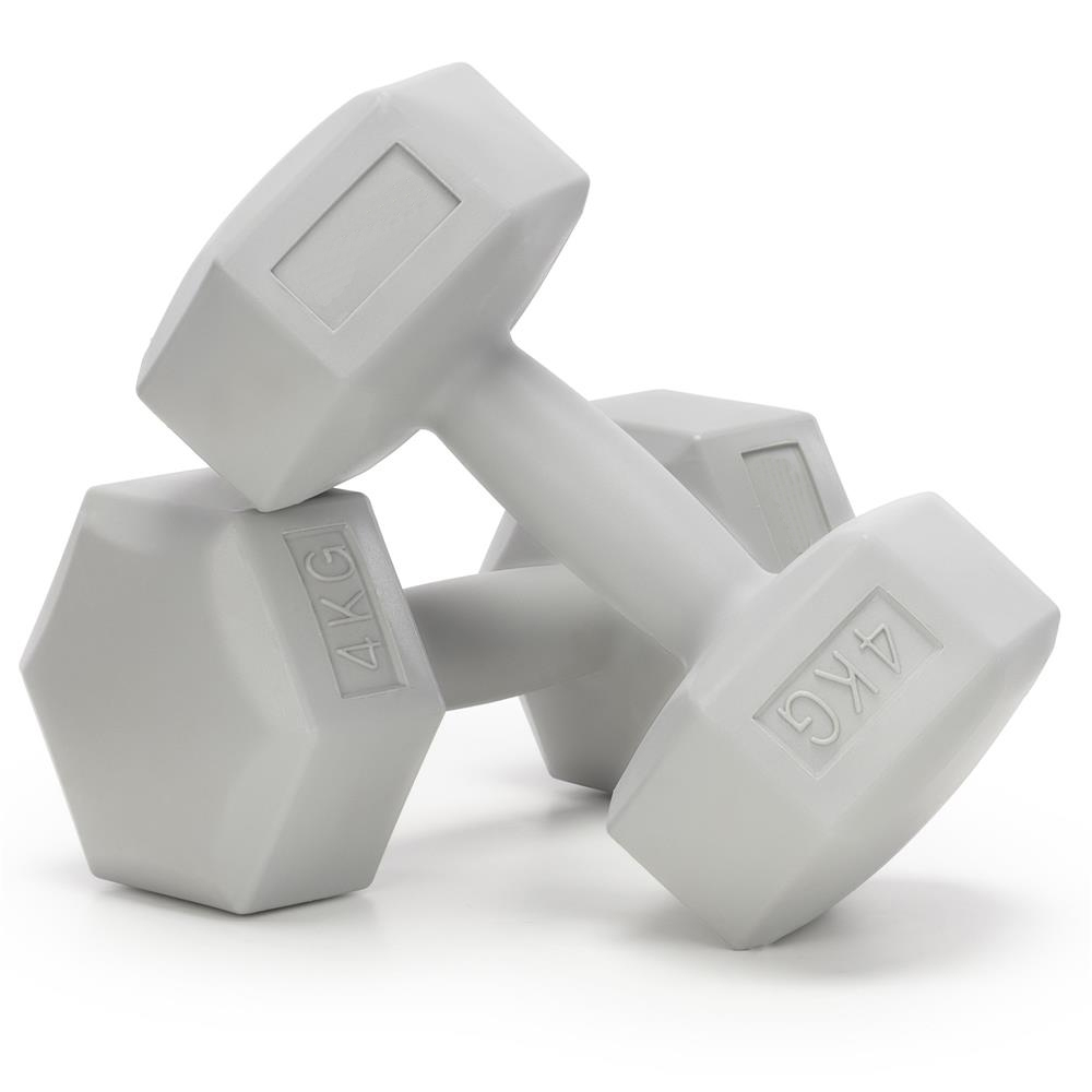 Set gantere hex 2x4 kg, bitum cu invelis rezistent PP, gri