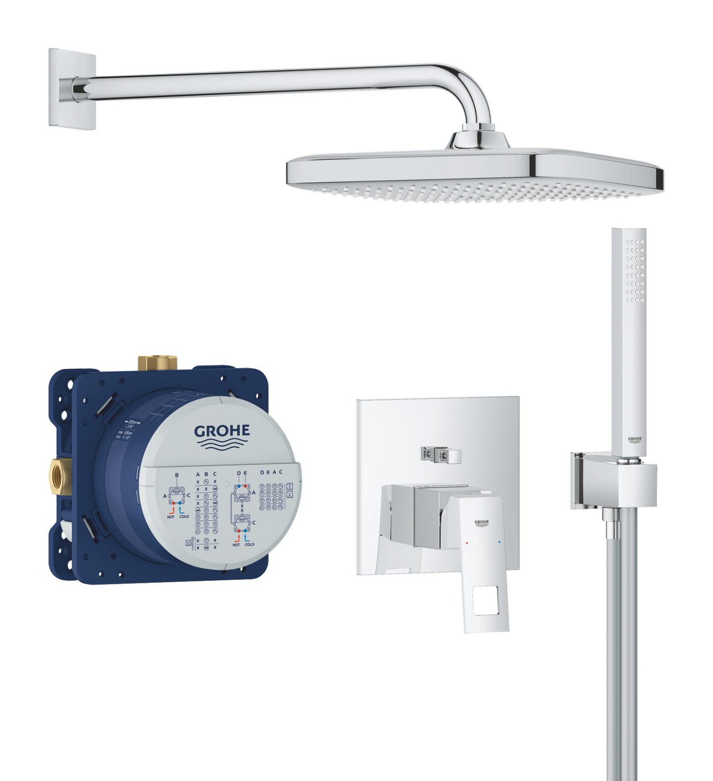 Sistem de dus Grohe 25289000, Eurocube, tip incastrare incastrat, pentru dus, tip comanda monocomanda, crom