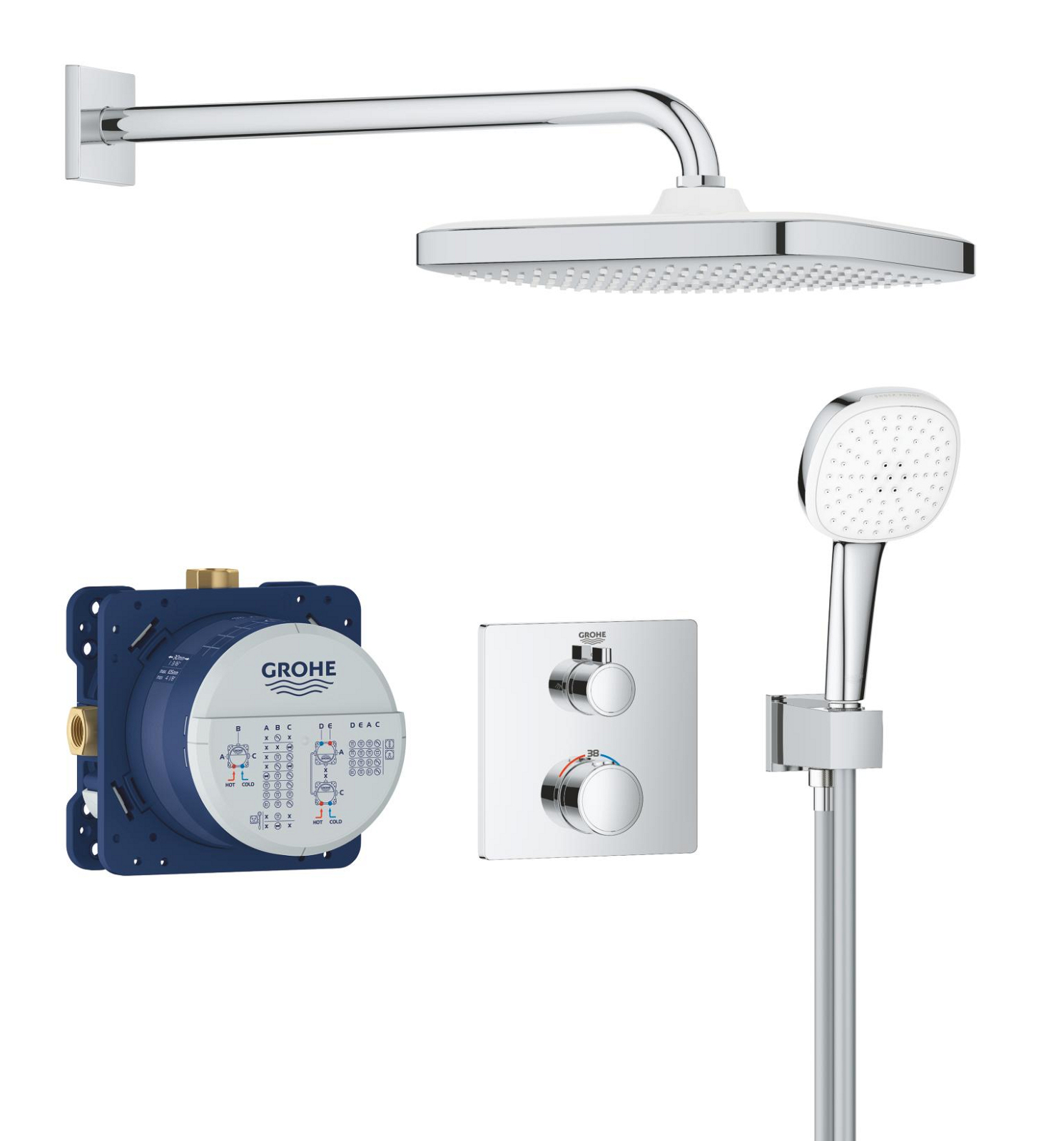 Sistem de dus Grohe 34871000, Grohtherm, tip incastrare incastrat, pentru dus, pentru un dus confortabil zilnic, crom
