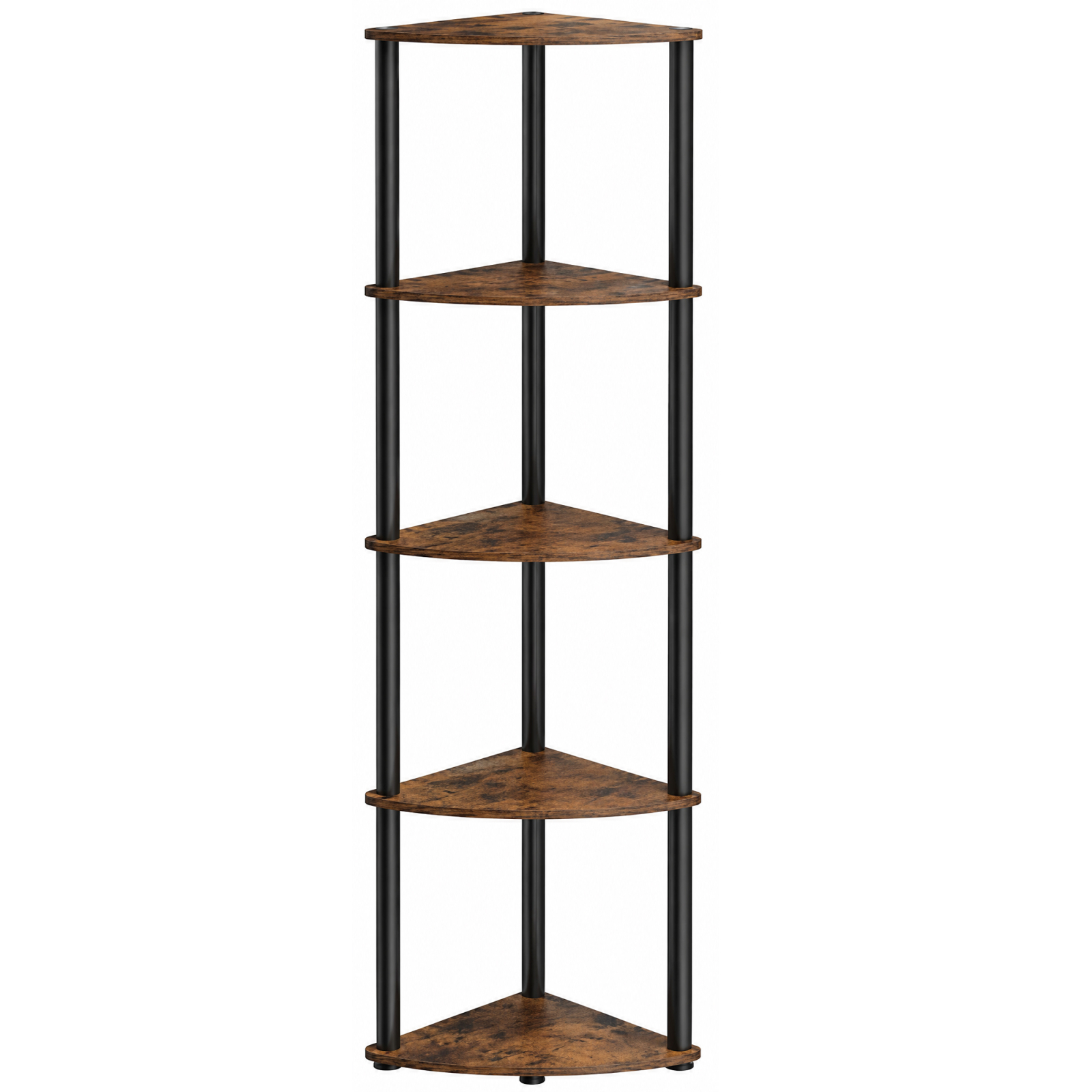 Etajera de colt cu 5 rafturi, cadru metalic, 38x27x139 cm, maro rustic