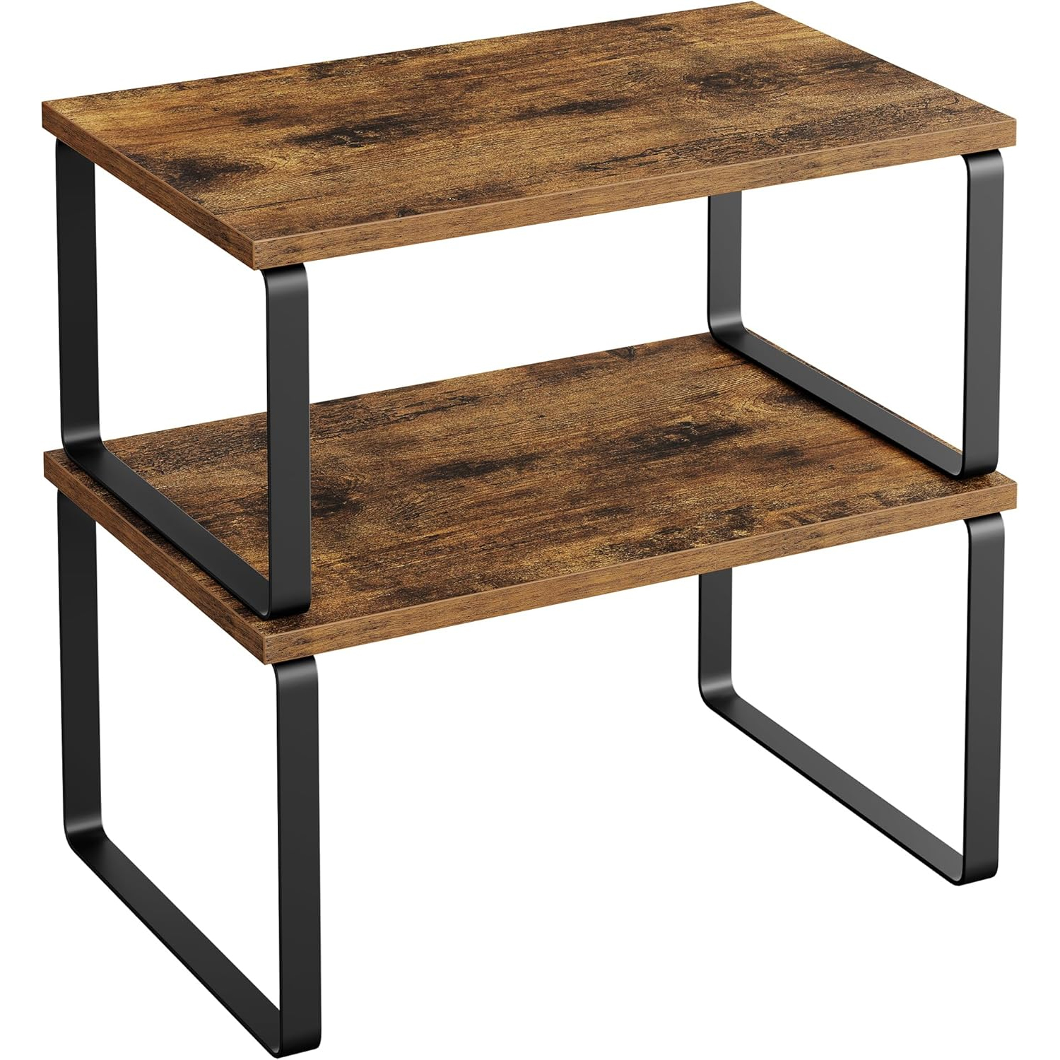 Raft organizator condimente extensibil set 2 bucati, metal si PAL, suprapozabil, 30x20x16 cm, maro rustic