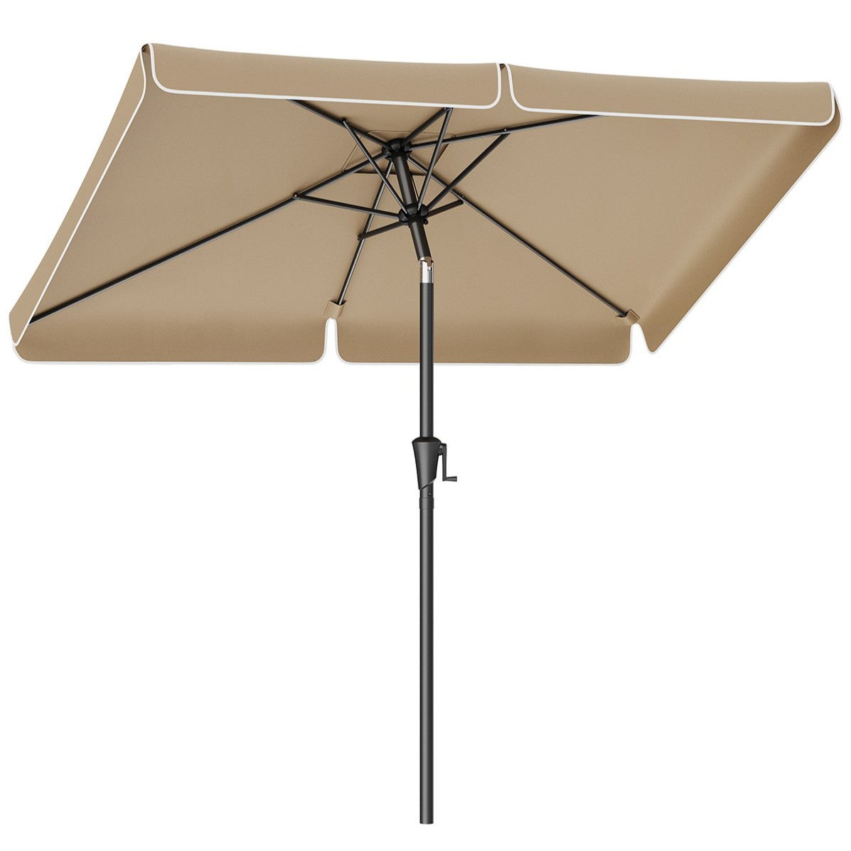 Umbrela de gradina cu manivela, UPF 50+, inclinare 30A , structura metalica, 300x200 cm, maro taupe Brius 