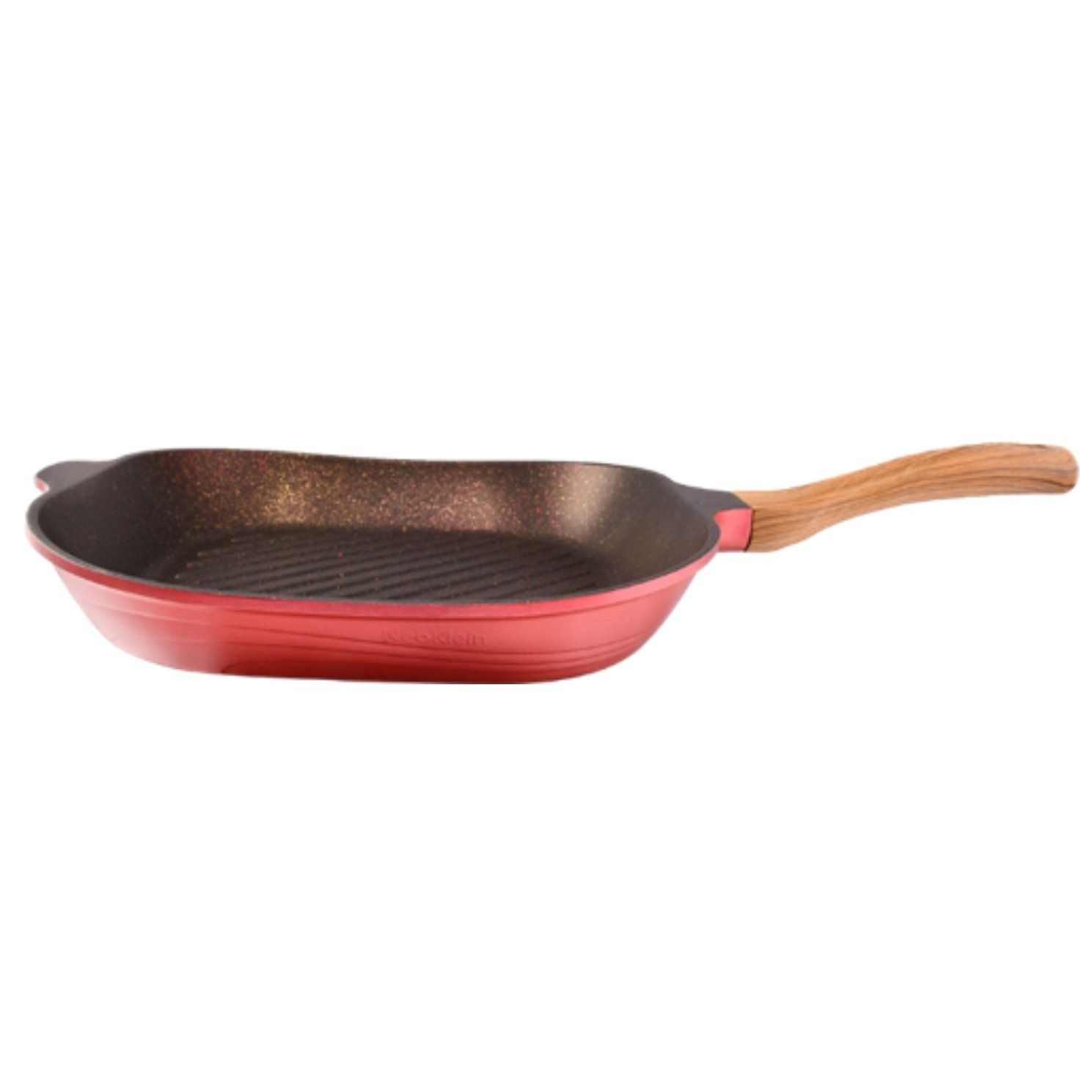 Tigaie grill NeoKlein, 30 cm, aluminiu turnat, anti-aderent, maner, rosu, GR30-Cherry