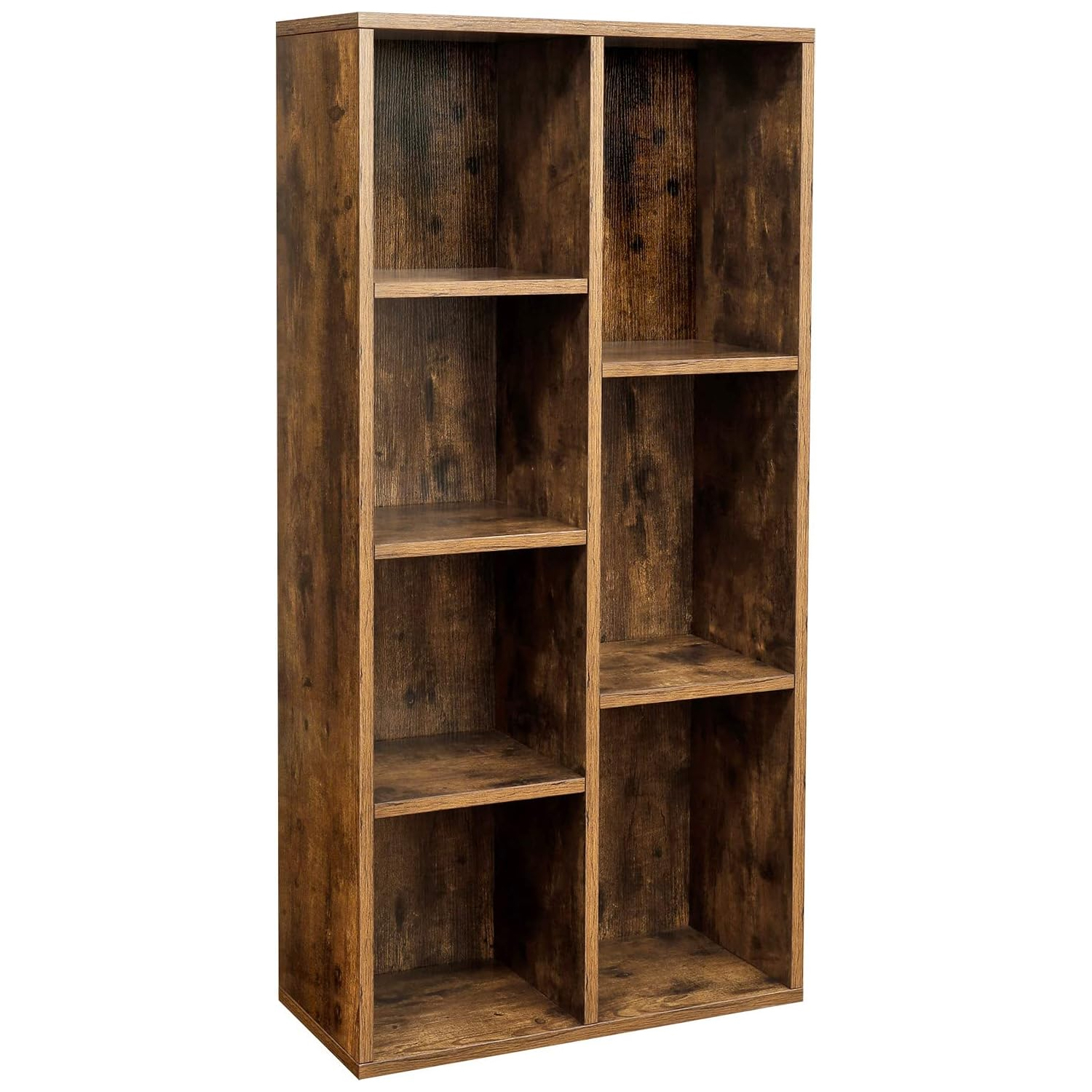 Biblioteca cu 7 compartimente deschise, MDF, 50x24x106cm, maro rustic