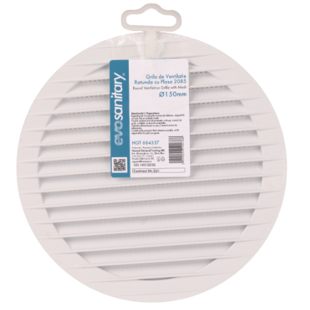 Piese și accesorii sanitare - Grila de Ventilatie Rotunda cu Plasa 2085 EvoSanitary / D[mm]: 125