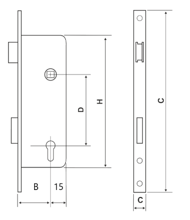 Broasca Cilindru Usi PVC / Dax[mm]: 85; H[mm]: 173; B[mm]: 20; Cp[mm]: 16x240 [1]