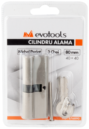 Cilindru Alama EvoTools / L[mm]: 80; T: Centrat; d[mm]: 40+40; C: Nichel Periat; C[buc]: 3 [1]