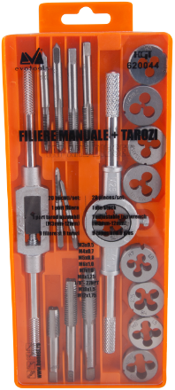 Accesorii și consumabile - Filiere Manuale + Tarozi (20 piese) EvoTools / D[mm]: (M3x0.5)-(M12x1.75)