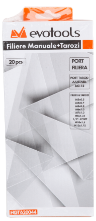 Filiere Manuale + Tarozi (20 piese) EvoTools / D[mm]: (M3x0.5)-(M12x1.75) [2]