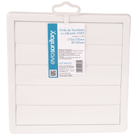 Instalații sanitare - Grila de Ventilatie Cu Jaluzele 2085 EvoSanitary / L[mm]: 170; l[mm]: 170; D[mm]: 125