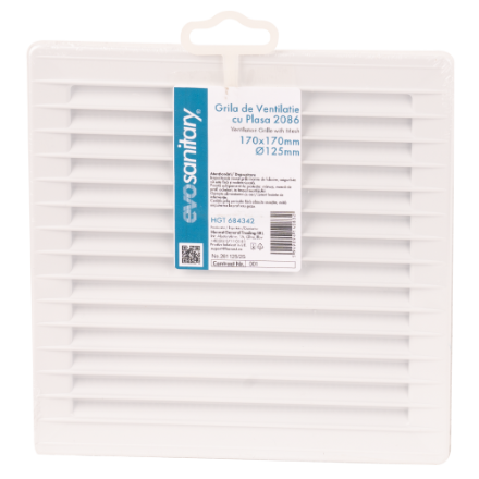 Instalații sanitare - Grila de Ventilatie cu Plasa 2086 EvoSanitary / L[mm]: 170; l[mm]: 170; D[mm]: 125