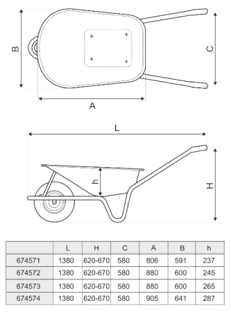 Roaba Evotools  cu Roata Pneumatica si Janta Metalica / T: 80 C [1]