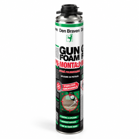 Spumă poliuretanică - Spuma poliuretanica pentru montaj, aplicare cu pistol, Den Braven Gun Foam Extra
