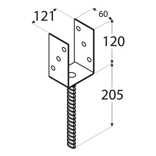 Suport stâlp clasic cu tijă 121x120x4mm [2]