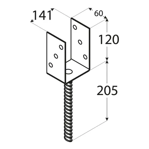 Suport stâlp clasic cu tijă 141x120x4mm [2]