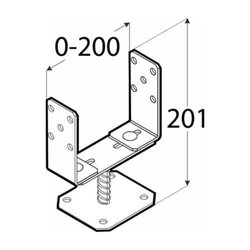 Suport stâlp reglabil 60-200x136x4,0mm, negru [2]