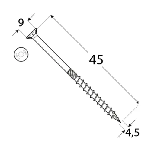 Surub dulgherie cu cap inecat 4,5x45mm 200bucati/cutie [2]