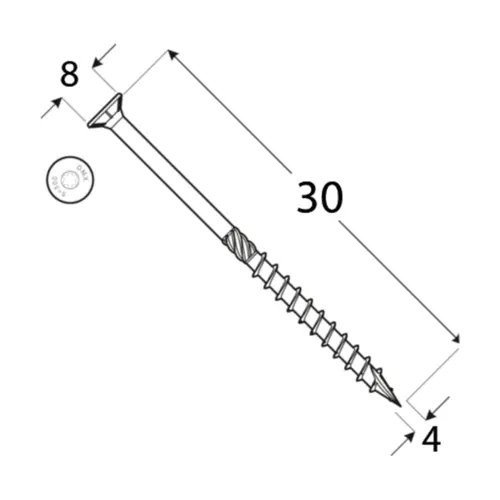 Surub dulgherie cu cap inecat 4x30mm 200bucati/cutie [2]