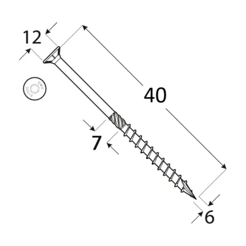 Surub dulgherie cu cap inecat 6x40mm 200bucati/cutie [3]
