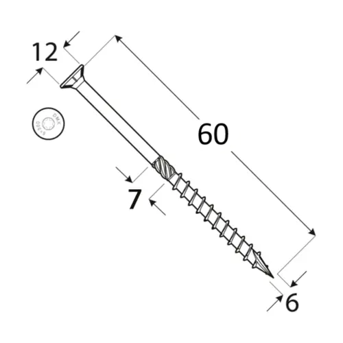 Surub dulgherie cu cap inecat 6x60mm 200bucati/cutie [3]