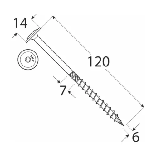 Surub dulgherie cu cap plat 6x120mm 100bucati/cutie [2]