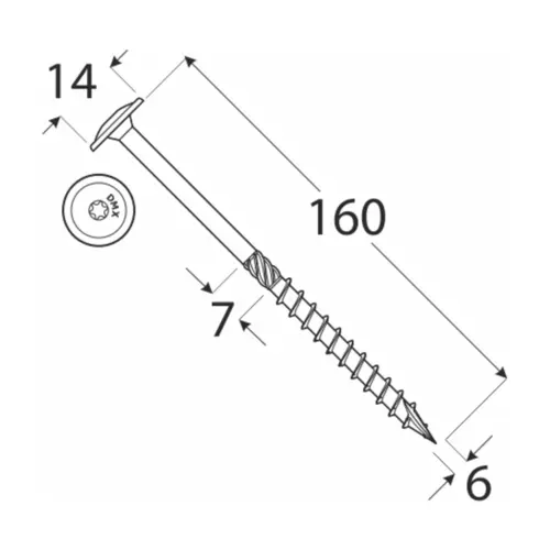 Surub dulgherie cu cap plat 6x160mm 100bucati/cutie [2]