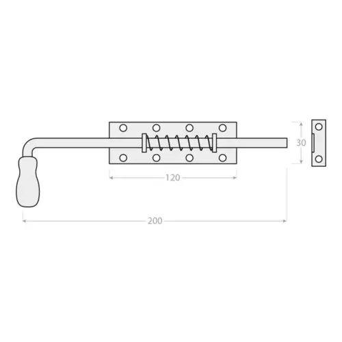 Zăvor cu arc și mâner din lemn 260x190x50mm [2]