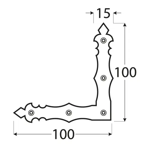 Colțar plat decorativ 100x100x15x2,0mm negru [1]