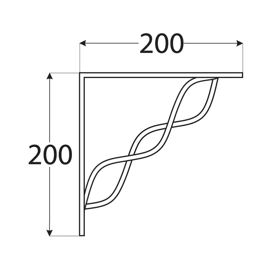 Consolă cu tijă împletită 200x200, neagră [1]