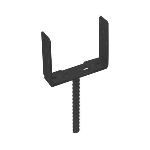 Conectori lemn - Suport stâlp reglabil cu tijă 60-200mm, negru