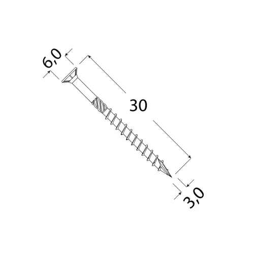 Surub dulgherie cu cap inecat 3x30mm 500bucati/cutie [1]