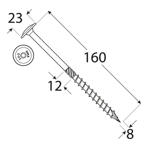 Surub dulgherie cu cap plat 8x160mm 50 bucati/cutie [1]