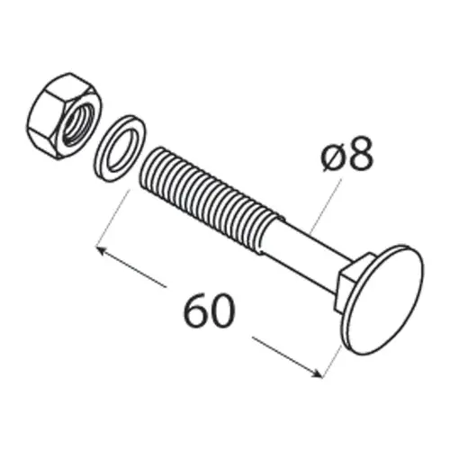 Surub metric cap torbant M8x60 4 bucati/pachet [2]