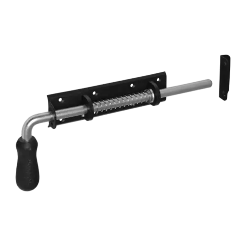 Zăvoare și închizători - Zăvor cu arc și mâner din lemn 300x190x50mm negru