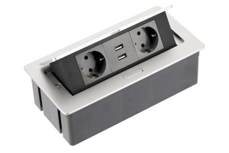 Accesorii Diverse - PRIZA GTV DREPTUNGH. 2XSCHUKO +2USB GRI CU CABLU 1.5M AE-PBSUC2GS-53