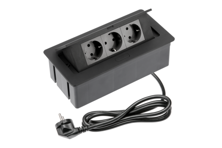 Accesorii Diverse - PRIZA GTV DREPTUNGHIULARA SOFT 3XSCHUKO NEGRU AE-PBSC3GS-20NN
