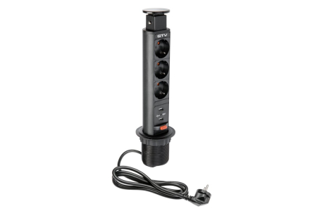 Accesorii Diverse - PRIZA GTV ELEVATOR 3XSCHUKO+2USB NEGRU AE-BPW3S6OU-20