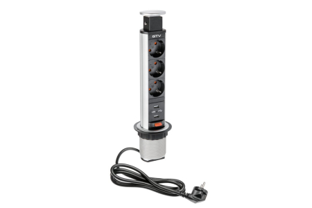 Accesorii Diverse - PRIZA GTV INCASTRATA TURN 3XSCHUKO 2XUSM GRI AE-BPW3S60U-80
