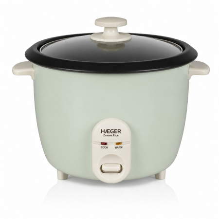 Multicooker - Aparat de gatit orez HAEGER DREAM RICE, Capacitate 1.8L, Putere 700W, Functii Cook si Keep Warm, Capac din sticla securizata cu supapa, Verde