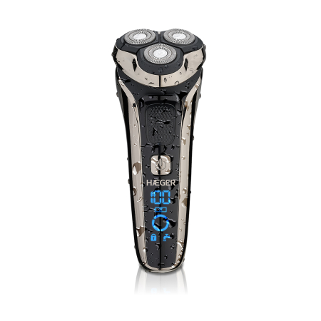 Ingrijire personala - Aparat de ras electric HAEGER G-MAN ULTRA, Autonomie 90 minute, Utilizare Wet & Dry, 3 lame cu sistem flotant, Afisaj LED