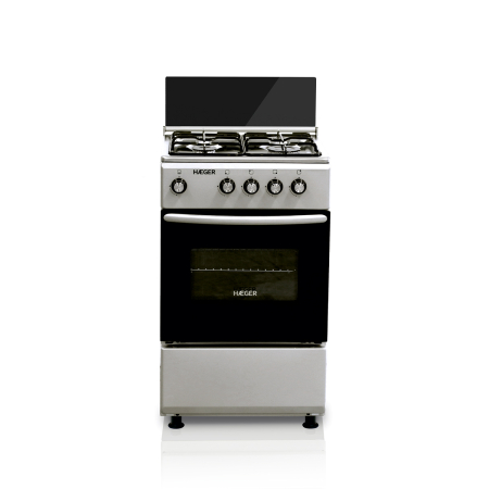 Plite & Aragazuri - Aragaz pe gaz HAEGER 50x50, Cuptor 46 L, 4 zone de gatit, Inox/Gri
