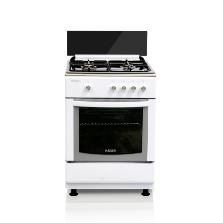 Plite & Aragazuri - Aragaz pe gaz HAEGER 60x60, Cuptor 64 L, 4 zone de gatit, Inox/Alb