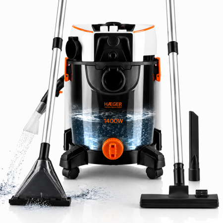 Aspiratoare - Aspirator cu spalare prin injectie - extractie HAEGER ULTRA CLEAN, putere 1400W, rezervor apa curata 4 litri, Apa murdara 20 litri, lungime cablu 3 metri, pentru covoare, canapele, textile, saltele, N
