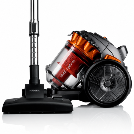 Aspiratoare - Aspirator fara sac HAEGER MAX CYCLON, Putere 700W, Capacitate 3L, Filtrare multiciclonica in 5 etape, Silentios, Tub telescopic, lungime cablu 5m, Negru
