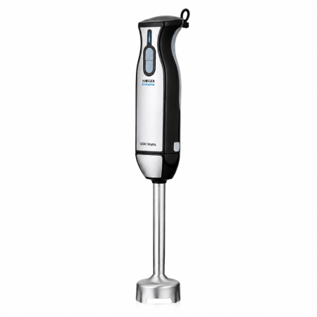 Mixere - Blender vertical HAEGER EXTREME, Picior detasabil 22.5cm, Putere 1000W, Functie Turbo putere maxima, Piese detasabile usor de curatat, Argintiu