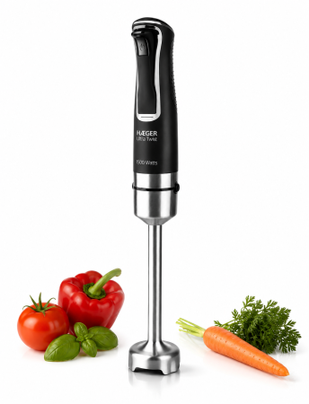 Mixere - Blender vertical HAEGER ULTRA TWIST, Putere 1500W, maner ergonomic, putere reglabila, otel inoxidabil, lame din Titanium, 24 cm, Negru
