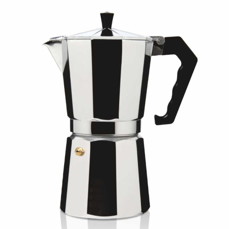 Espressoare si cafetiere - Cafetiera Moka HAEGER MOKA POT 12, Capacitate 12 cesti, Corp din aluminiu, Compatibila cu gaz/electric/vitroceramica, Supapa de siguranta, Argintiu