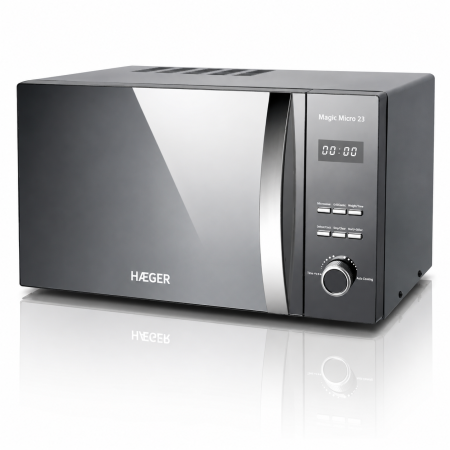 Aparate de gatit & desert - Cuptor cu microunde HAEGER MAGIC MICRO 26, Capacitate 26L, Putere 800W, 5 niveluri putere si dezghetare, Gatire automata si expresa, Ecran Digital, Argintiu
