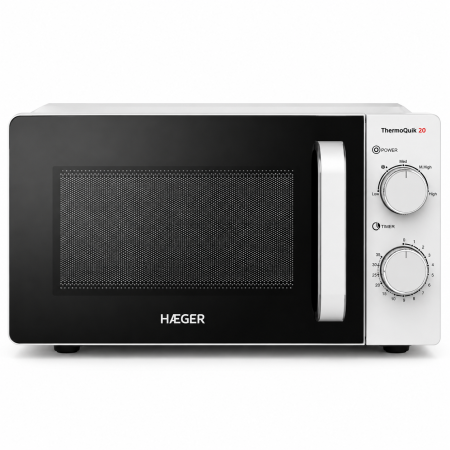 Aparate de gatit & desert - Cuptor cu microunde HAEGER THERMOQUIK, Capacitate 20L, Putere reglabila pana la 700 W, 5 niveluri putere si dezghetare, Alb/Negru