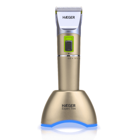 Ingrijire personala - Masina de tuns HAEGER EXPERT TRIM , Uz profesional, Autonomie pana la 8 ore, Lame ceramice cu titan, Functionare cu sau fara fir, Incarcare rotativa 360 grade, Auriu
